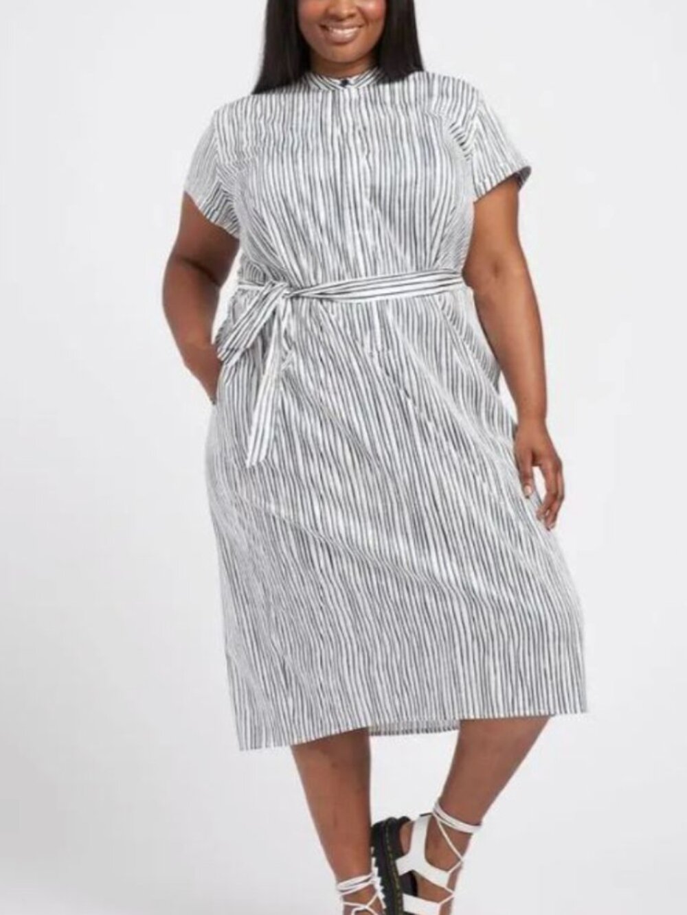 Universal Standard Cotton Stretch Striped Shirt Dress Size Medium